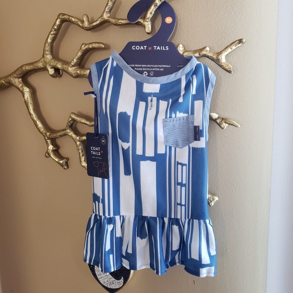 Print Dog Dress Blue Brand New